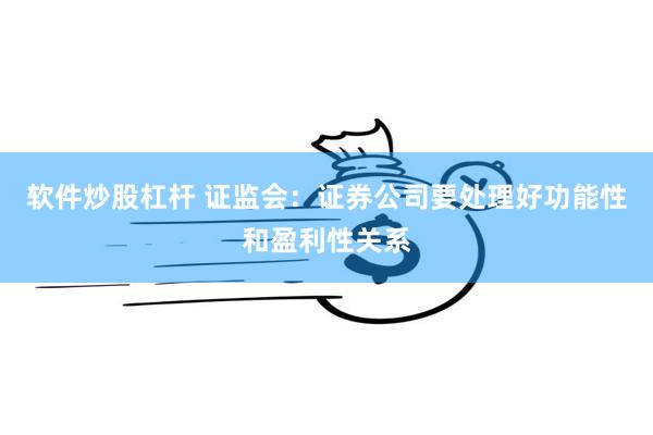 软件炒股杠杆 证监会：证券公司要处理好功能性和盈利性关系