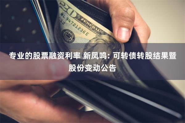 专业的股票融资利率 新凤鸣: 可转债转股结果暨股份变动公告